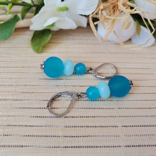 Boucles d'oreilles acier inoxydable et perles en verre