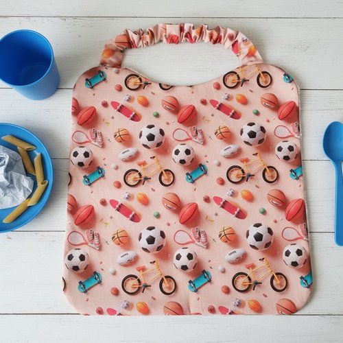 Serviette de cantine élastique motifs articles de sport