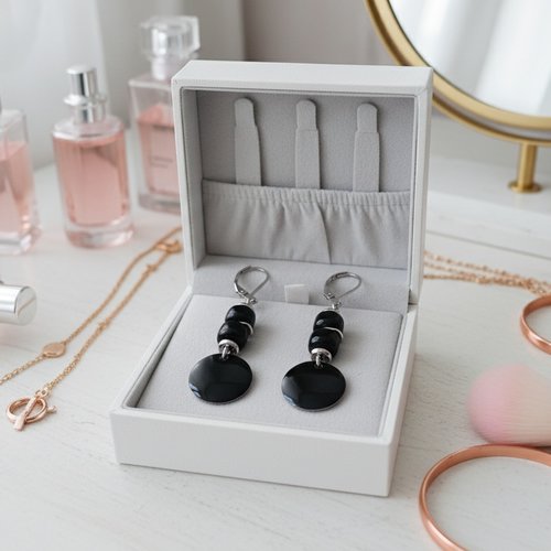 Boucles d'oreilles acier inoxydable et sequin émail