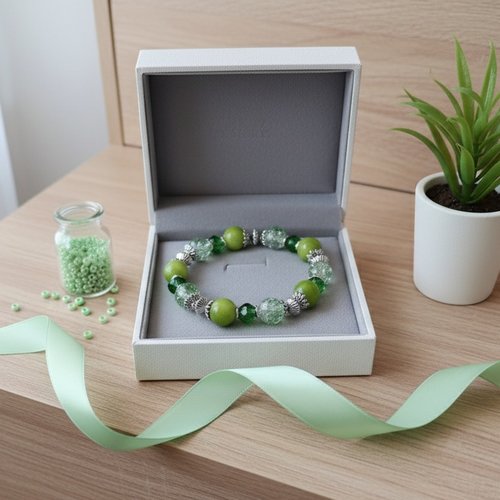 Bracelet perles jade verte