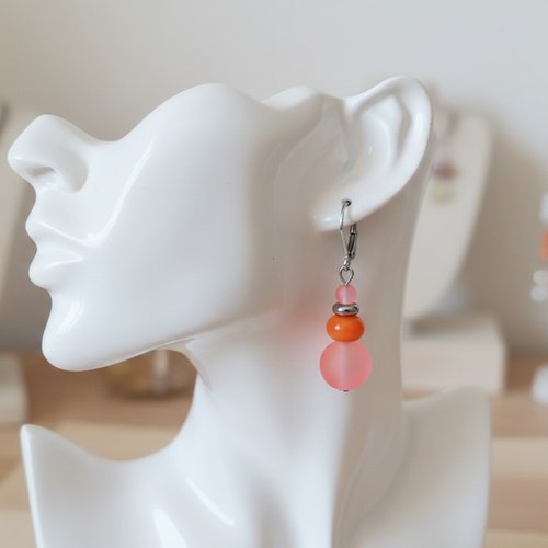 Boucles d'oreilles acier inoxydable et perles en verre