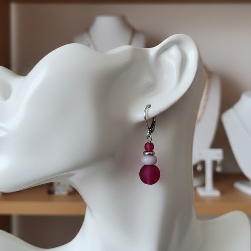 Boucles d'oreilles acier inoxydable et perles en verre