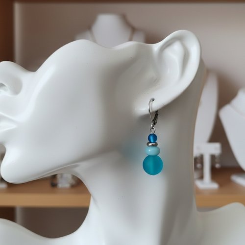 Boucles d'oreilles acier inoxydable et perles en verre