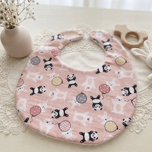 Bavoirs bébé coton et nid d'abeilles rose saumon