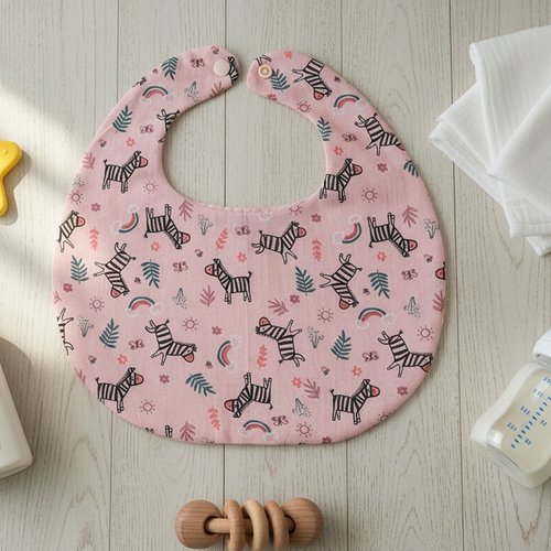 Bavoirs bébé coton et nid d'abeilles rose saumon