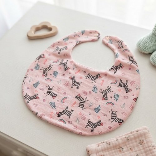 Bavoirs bébé coton et nid d'abeilles rose saumon