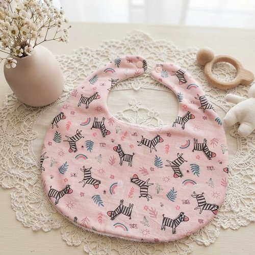 Bavoirs bébé coton et nid d'abeilles rose saumon