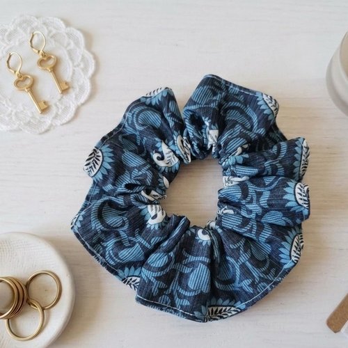 Chouchou coton bleu