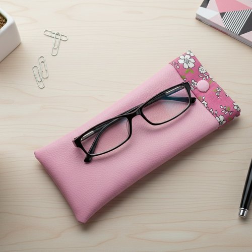 Etui à lunette en simili cuir et tissus coton imprimé