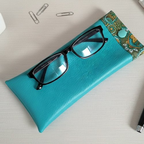 Etui à lunette en simili cuir et tissus coton imprimé