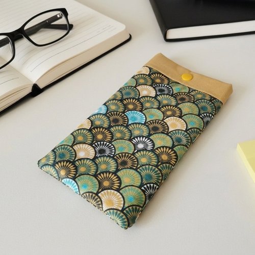 Housse/étui rembourré téléphone portable moutarde et vert