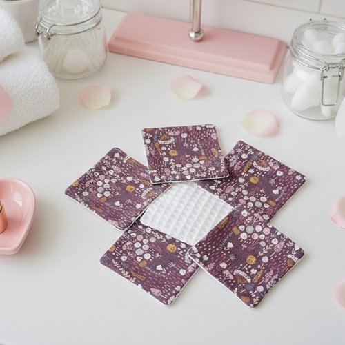 Boite de 10 lingettes démaquillantes coton et nid d'abeilles