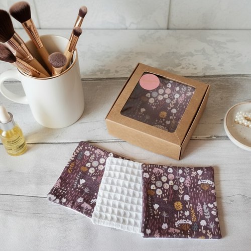 Boite de 10 lingettes démaquillantes coton et nid d'abeilles