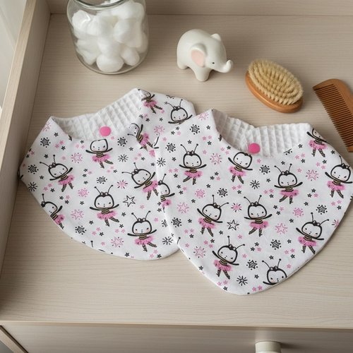 Lot de 2 bavoirs bébé coton blanc et nid d'abeilles blanche