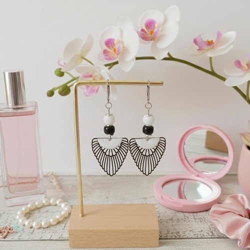 Boucles d'oreilles acier inoxydable et pendentif aile