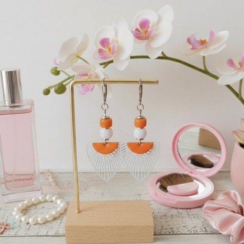 Boucles d'oreilles acier inoxydable et pendentif aile