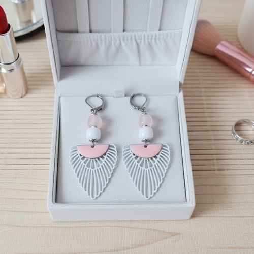 Boucles d'oreilles acier inoxydable et pendentif aile