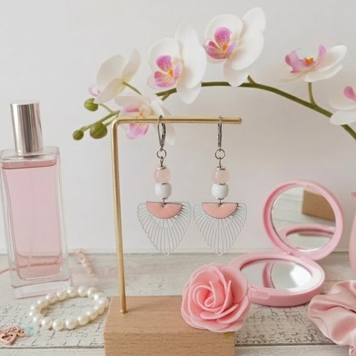 Boucles d'oreilles acier inoxydable et pendentif aile