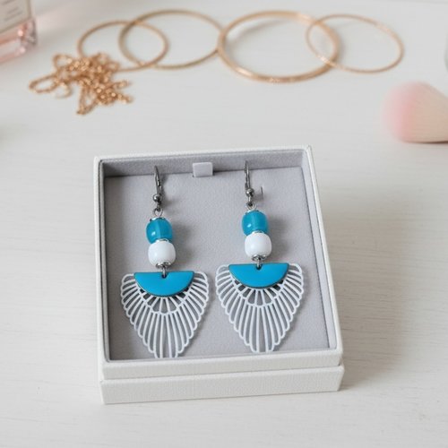 Boucles d'oreilles acier inoxydable et pendentif aile