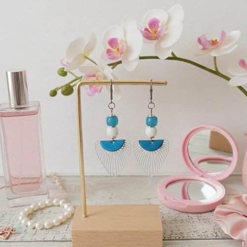 Boucles d'oreilles acier inoxydable et pendentif aile