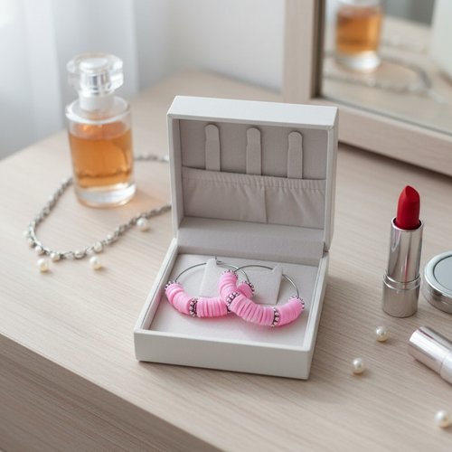 Boucles d'oreilles créoles acier inoxydable et perles heishi