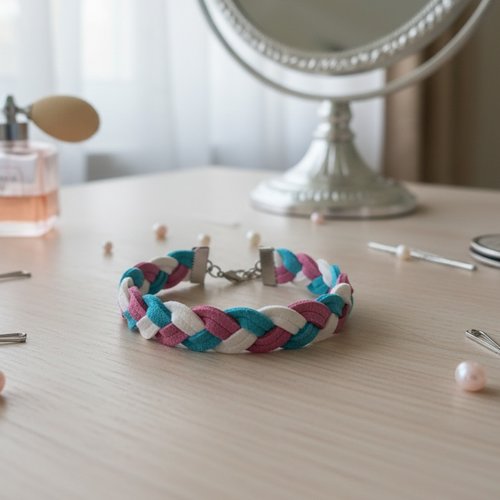 Bracelet suédine tressée tricolore