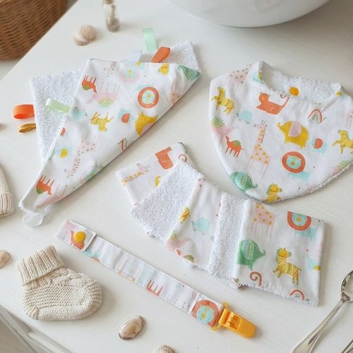 Coffret naissance/box naissance blanc motifs animaux