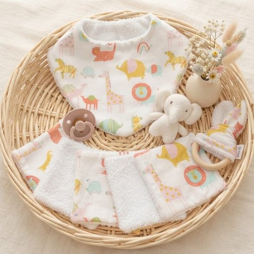 Coffret naissance/box naissance blanc motifs animaux