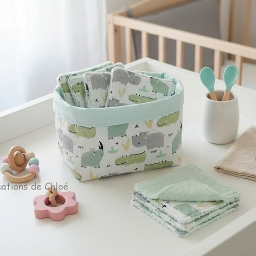 Panier et 6 lingettes bébé