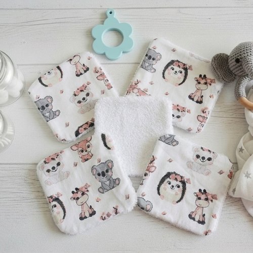 Lot de 8 lingettes lavables pour bébé coton et éponge bambou