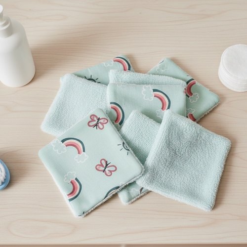 6 lingettes bébé coton et éponge bambou