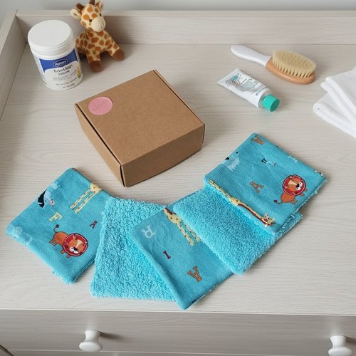Boite de 7 lingettes lavables pour bébé coton et éponge