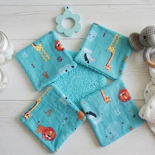 Boite de 7 lingettes lavables pour bébé coton et éponge