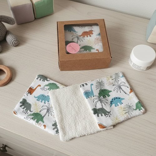 Boite de 7 lingettes lavables pour bébé coton et éponge