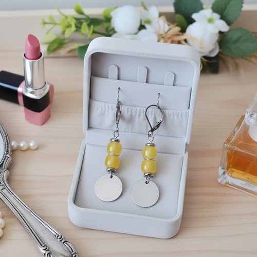 Boucles d'oreilles acier inoxydable et sequin métal