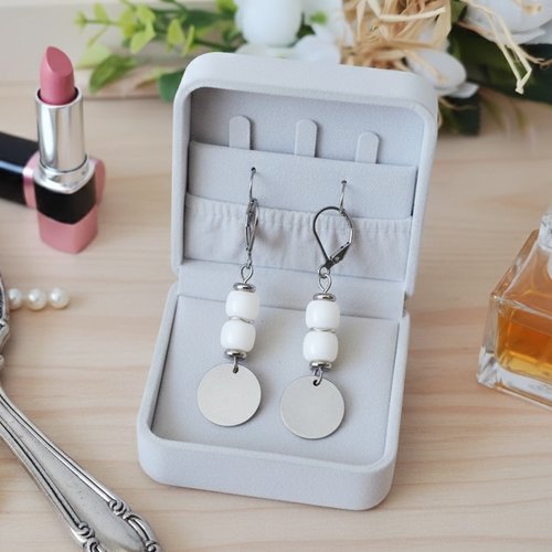 Boucles d'oreilles acier inoxydable et sequin métal