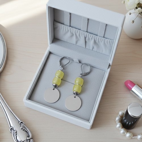 Boucles d'oreilles acier inoxydable et sequin métal