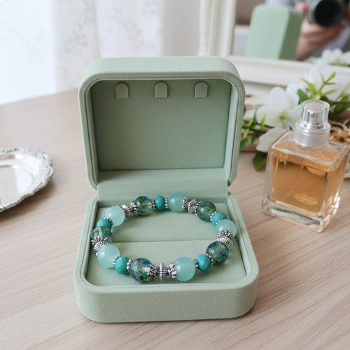Bracelet perles jade verte