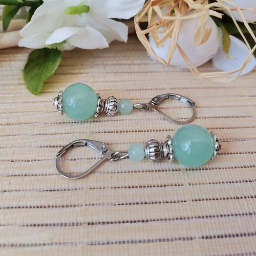 Boucles d'oreilles acier inoxydable et perles en verre