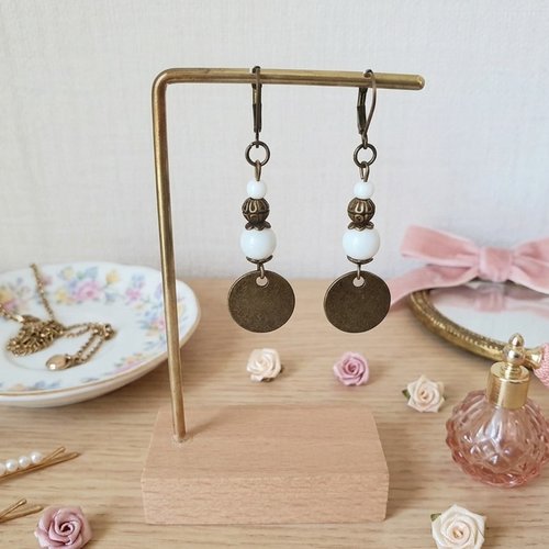 Boucles d'oreilles pendentif métal et perles en verre