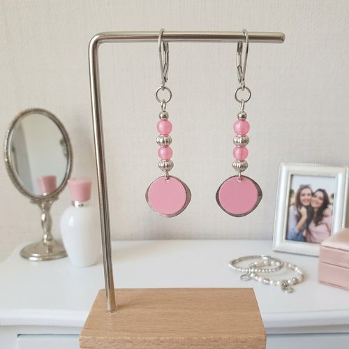 Boucles d'oreilles acier inoxydable et sequin fer