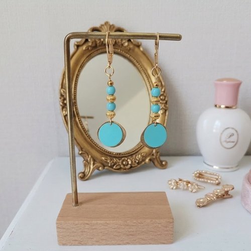 Boucles d'oreilles acier inoxydable et sequin fer