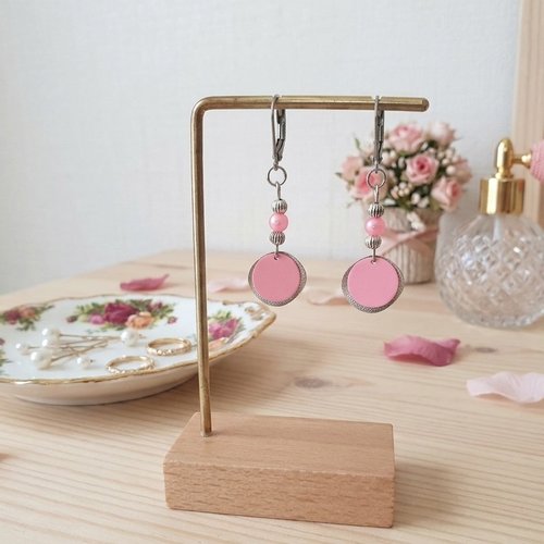 Boucles d'oreilles acier inoxydable et sequin fer