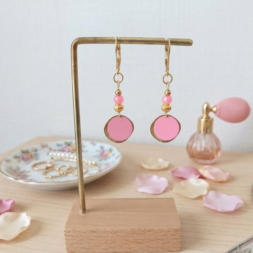 Boucles d'oreilles acier inoxydable et sequin fer