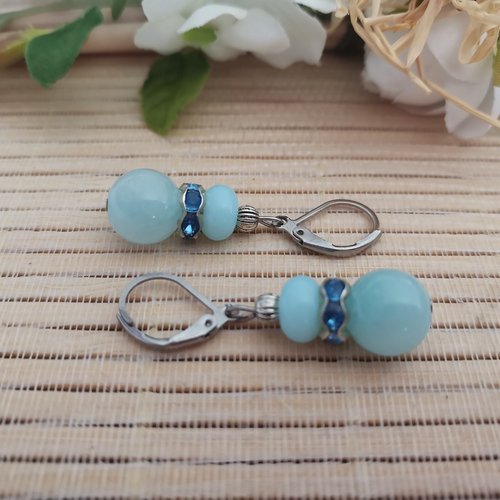 Boucles d'oreilles acier inoxydable et perles en verre