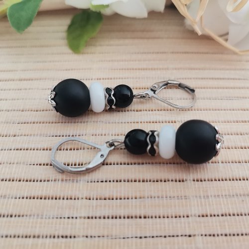 Boucles d'oreilles acier inoxydable et perles en verre