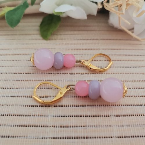 Boucles d'oreilles acier inoxydable et perles en verre