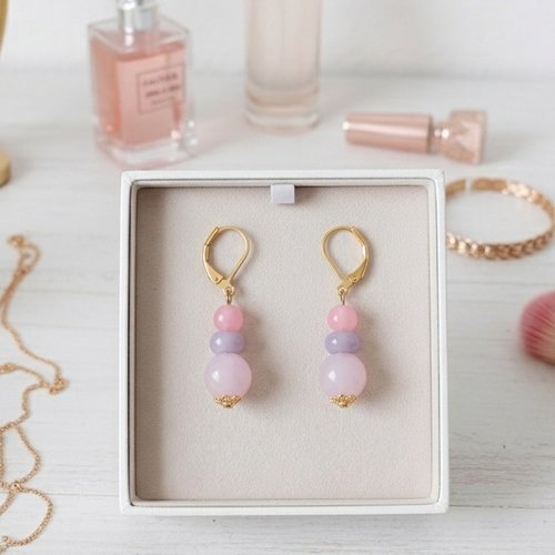 Boucles d'oreilles acier inoxydable et perles en verre