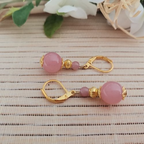 Boucles d'oreilles acier inoxydable doré et perles en verre