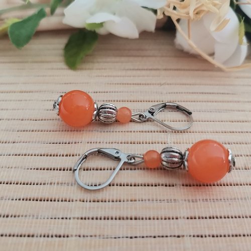 Boucles d'oreilles acier inoxydable et perles en verre